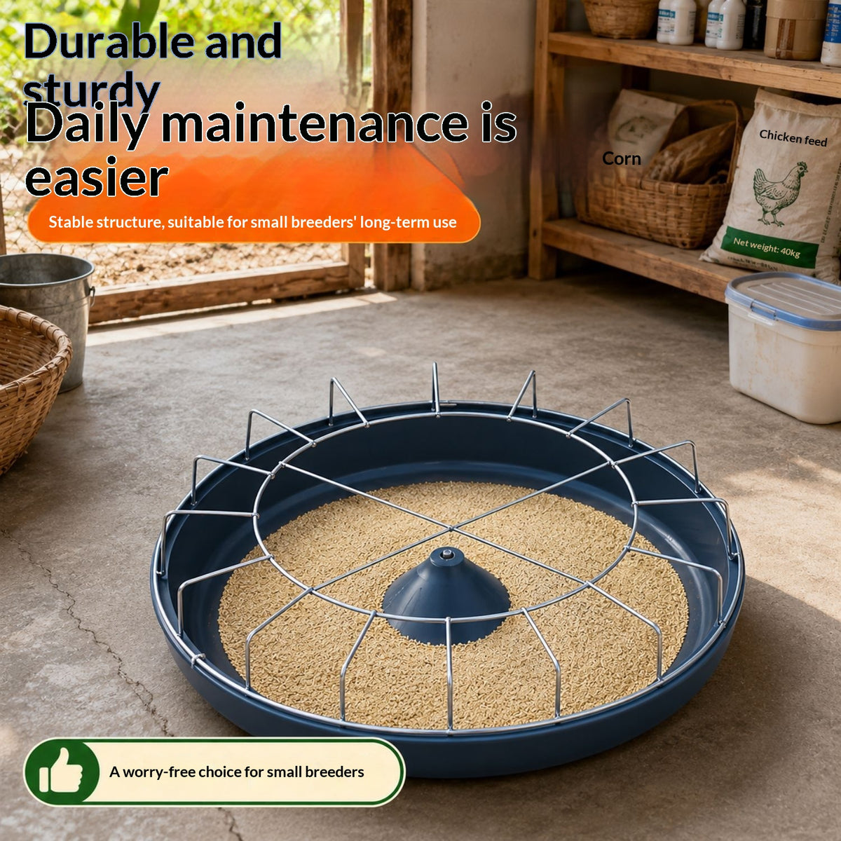 Poultry Feeding Trough - Thickened Plastic Circular Feeder for Chickens Ducks Geese