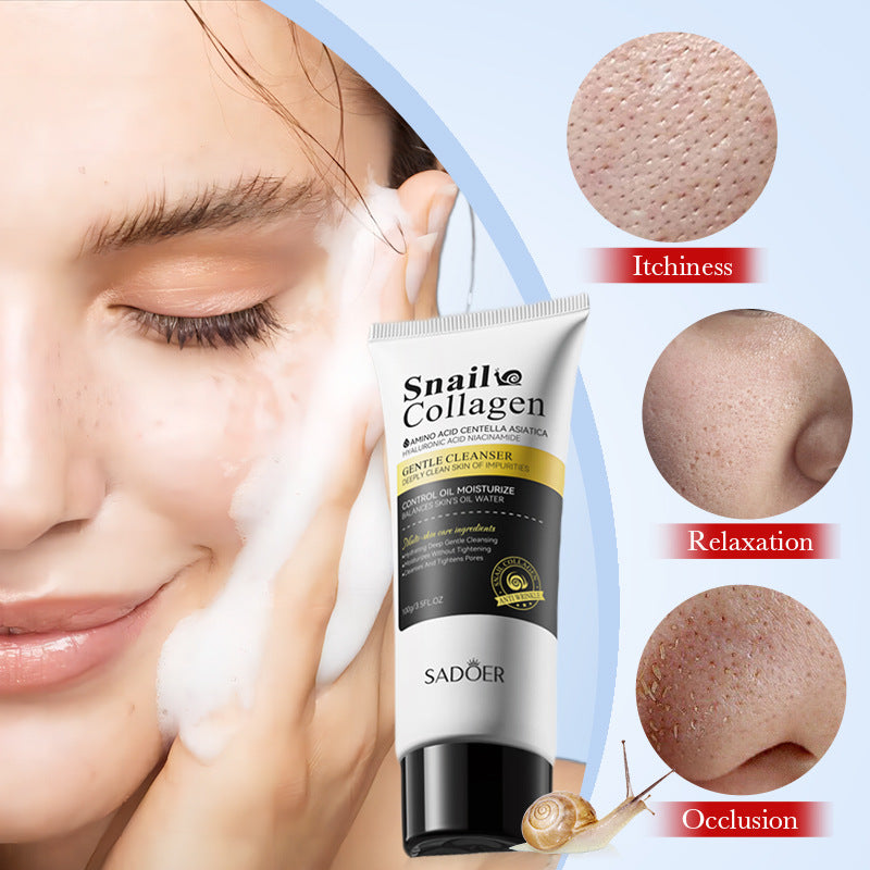 Snail Collagen Facial Cleanser - Mild Hydrating 100g for All Skin Types