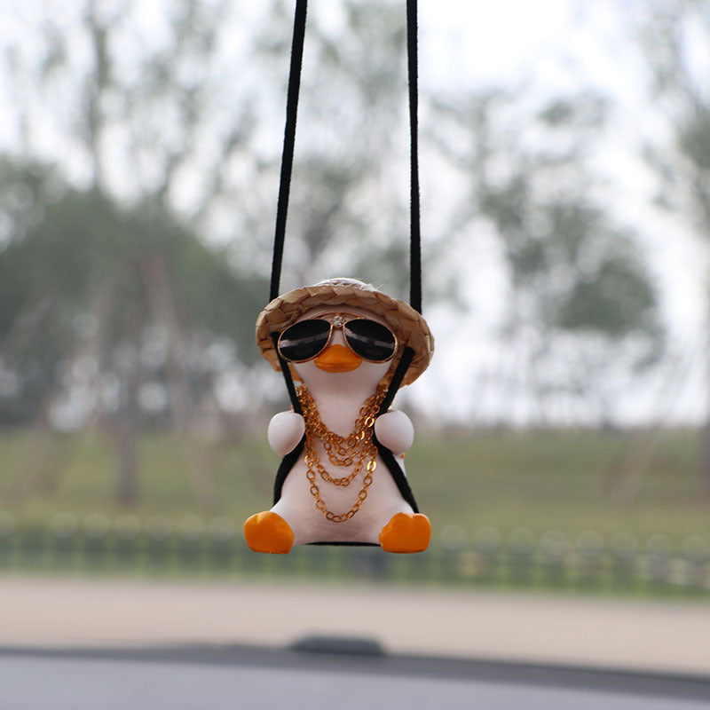 Swing Duck Car Pendant - Cute Hanging Ornament for Rearview Mirror