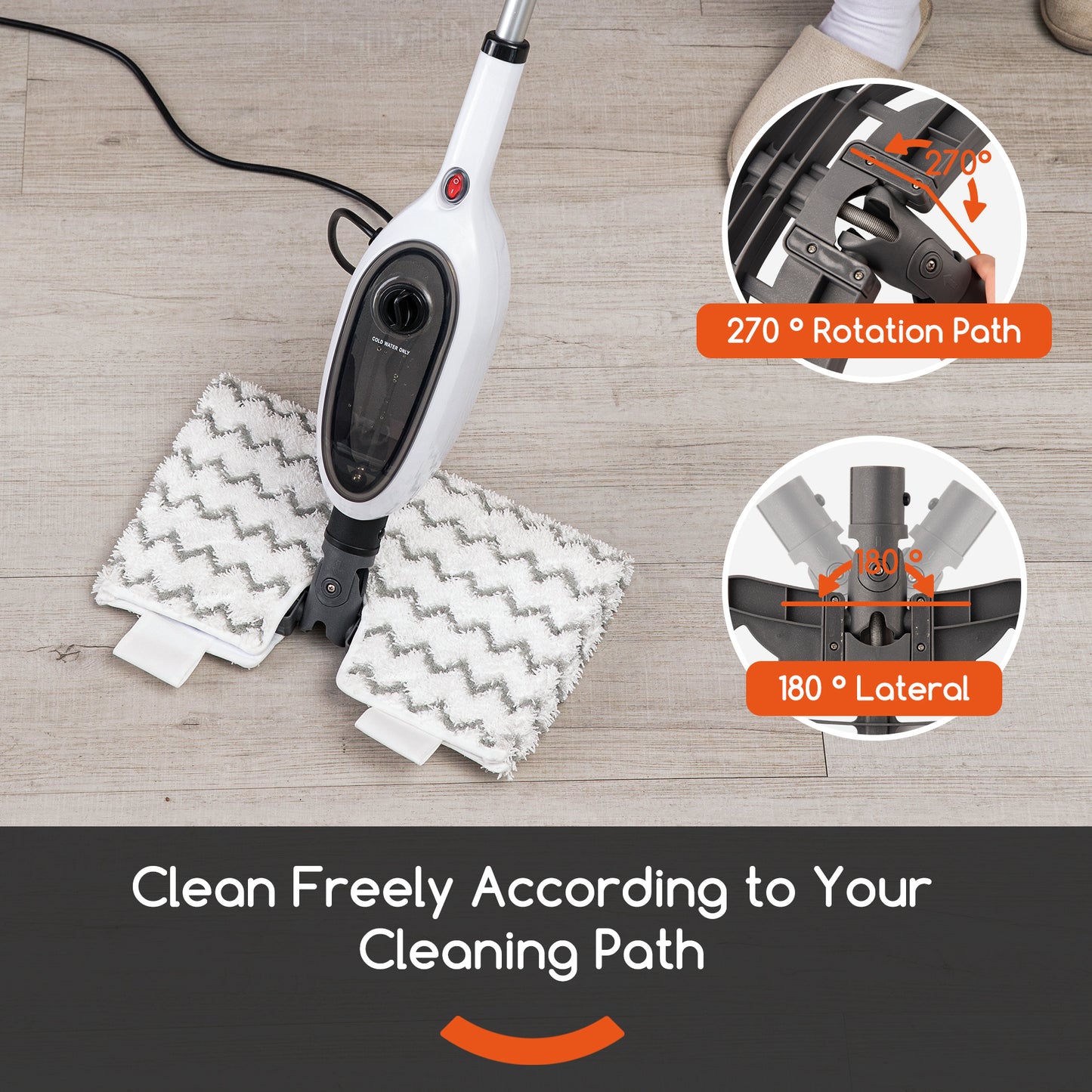 10-in-1 Steam Mop with Double-Sided Design - White