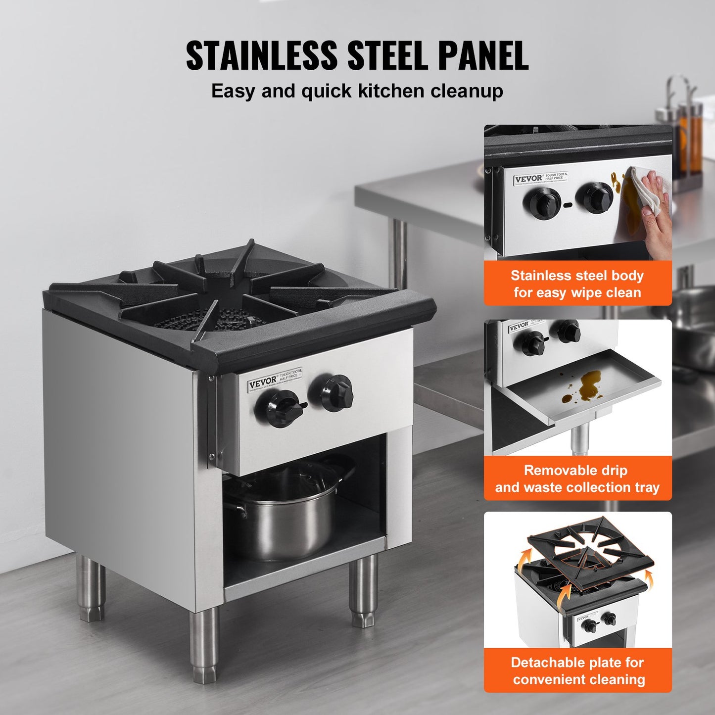 Commercial Gas Range Stove - 1 Burner Countertop Cooking Hot Plate