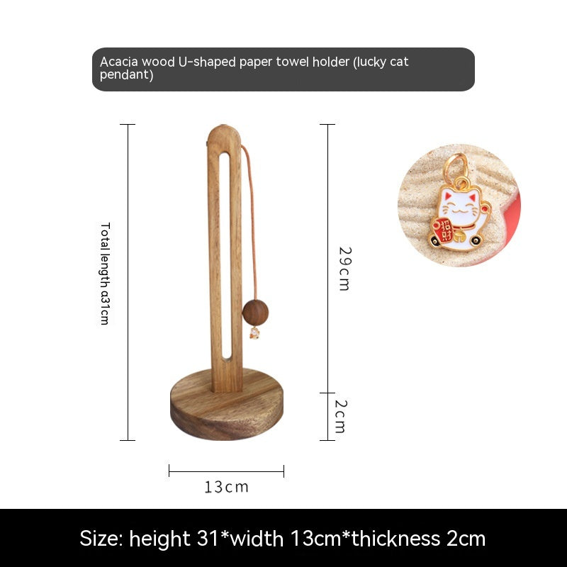 Solid Wood Tissue Holder Non-Perforated Roll Paper Storage Rack - Modern Design