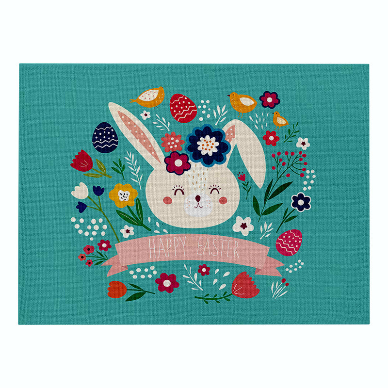 Cartoon Rabbit Kitchen Coaster Set Anti-Scalding Cotton Linen Placemat