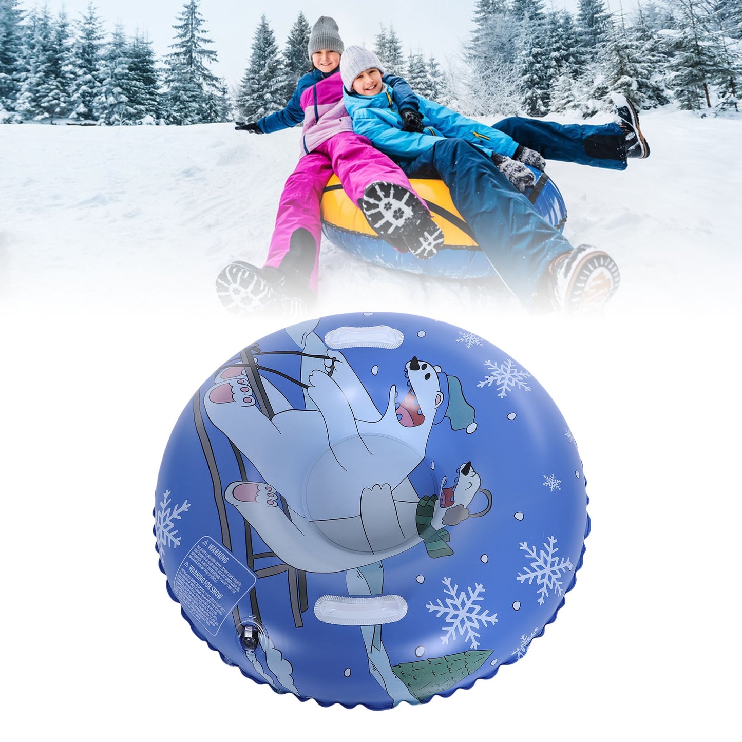 Inflatable Snow Tube Thickened Bottom 36 Inch Kids Sled With Handles