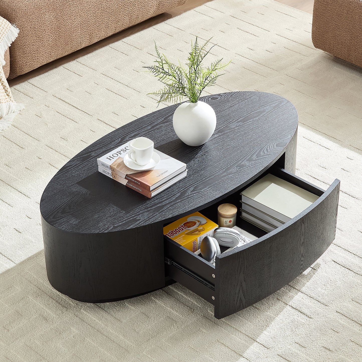 Modern Luxury Oval Coffee Table, Elegant Living Room Accent Piece,No