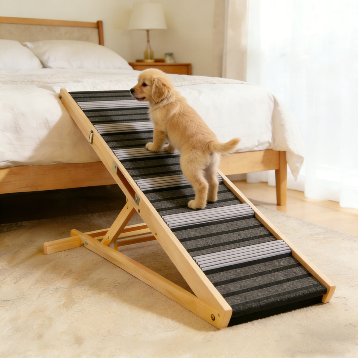 Adjustable Dog Ramp for Couch and Sofa - Non-Slip Pet Steps with Stable Support