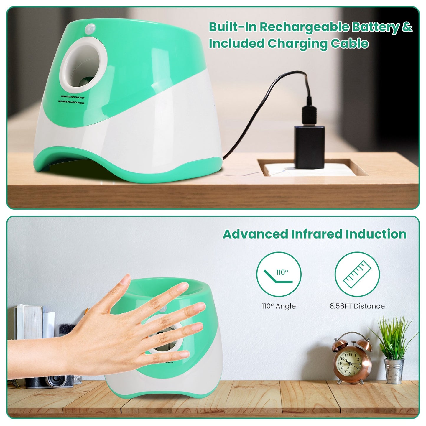 Automatic Dog Ball Launcher with 6 Tennis Balls - Adjustable Distance & Rechargeable