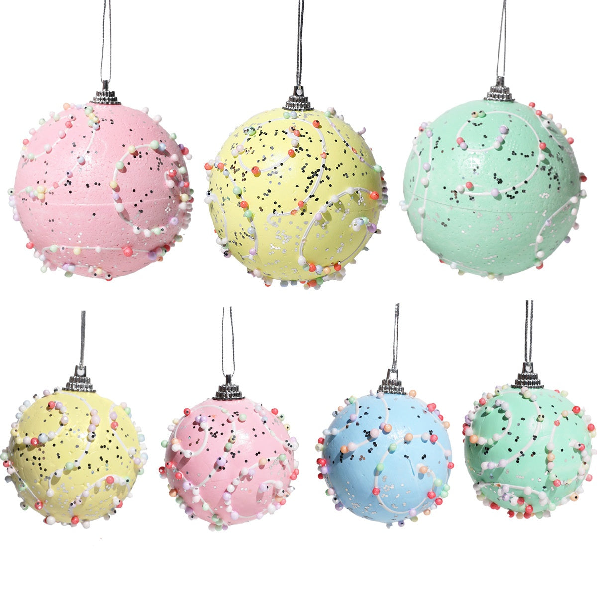 Christmas Color Macaron Ball Candy Set - Festive Foam Ornaments 6cm & 8cm