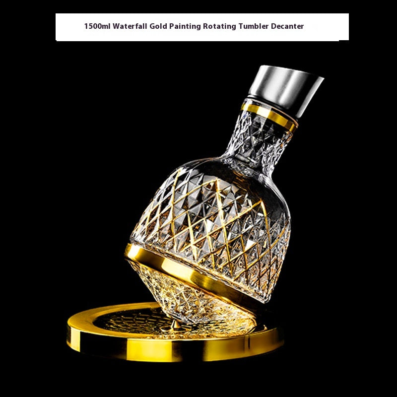 High-Grade 1800ml Rotating Wine Decanter with Sealed Crystal and Gold Options