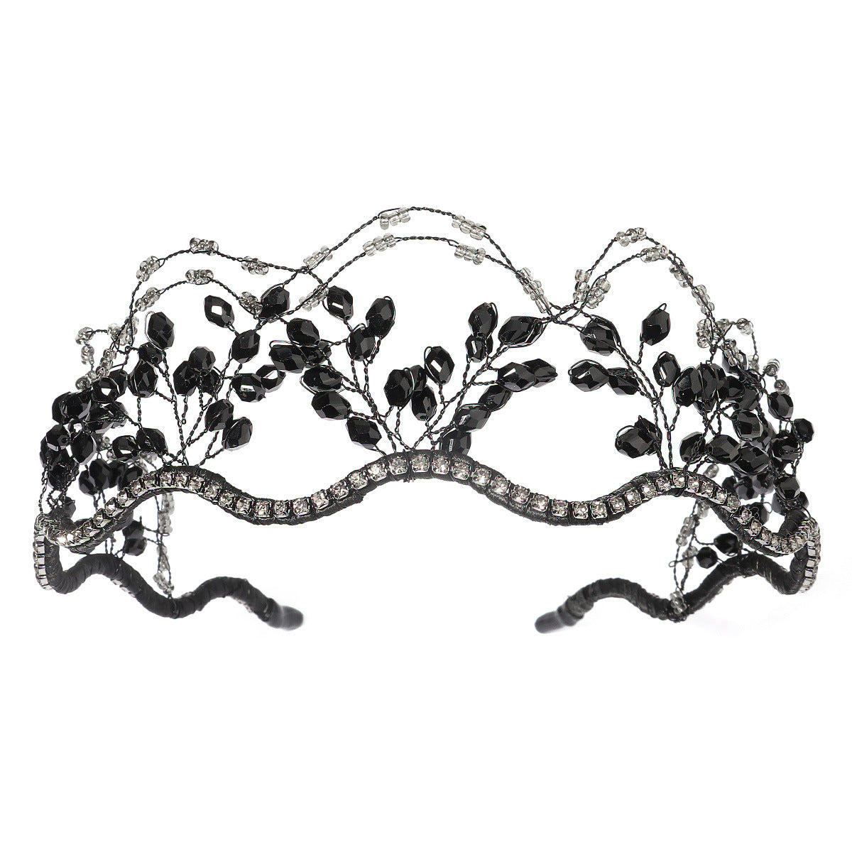 Crystal Beaded Bridal Tiara - Black