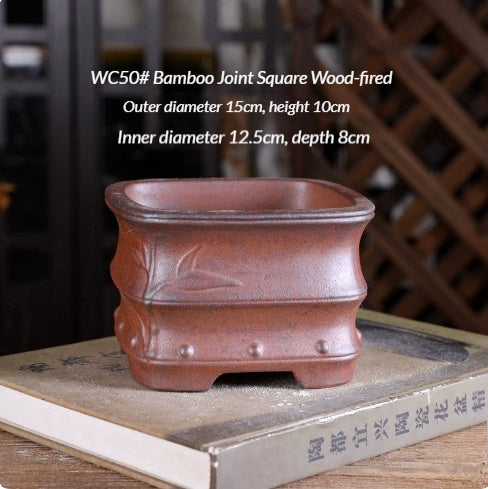 Wood-Fired Bonsai Pot with Yixing Clay Options - Garden & Indoor Plant Container
