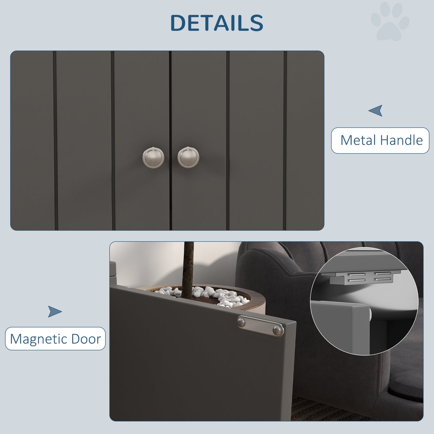 Elevated Dog Feeder with Storage Cabinet - Large 44L Capacity, Gray