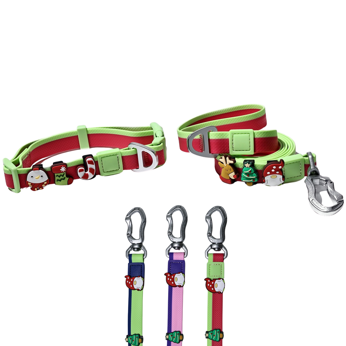 Dual-Color Embossed Pet Leash Set with DIY Accessories - Waterproof & Durable