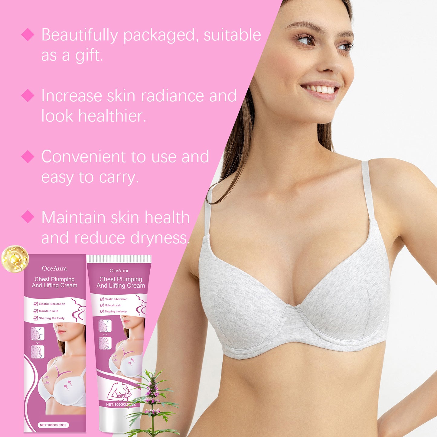 Breast Firming & Plumping Massage Cream - Vitamin E & Soy Protein Bust Lotion