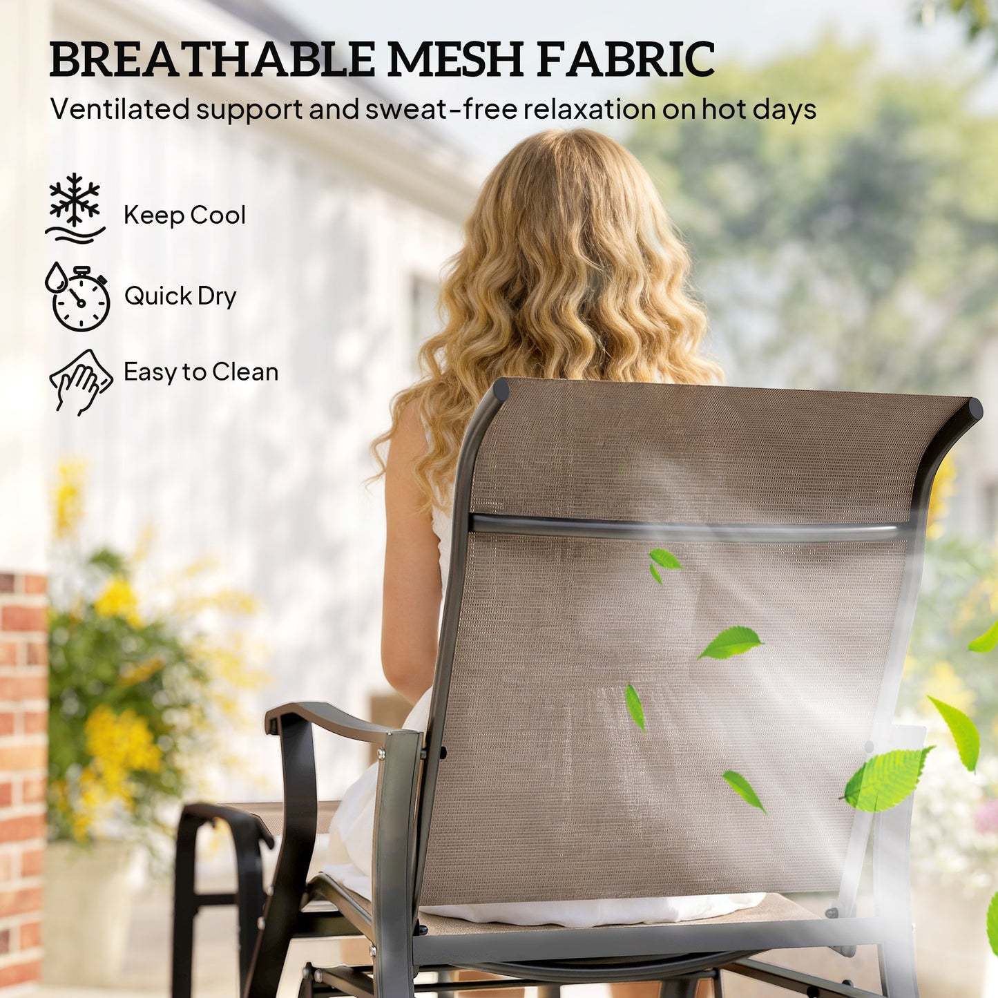Outdoor Glider Chair Set with Ottoman - Brown