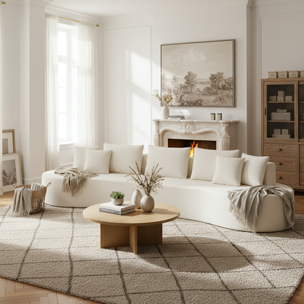 138.6 Modern Curved Modular Sectional Sofa With High-Density Fully