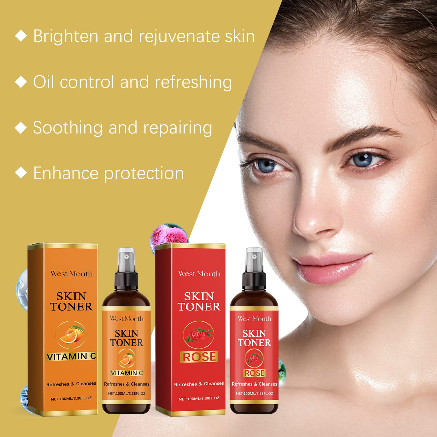 Vitamin C & Rose Extract Hydrating Facial Toner Spray - 100ml