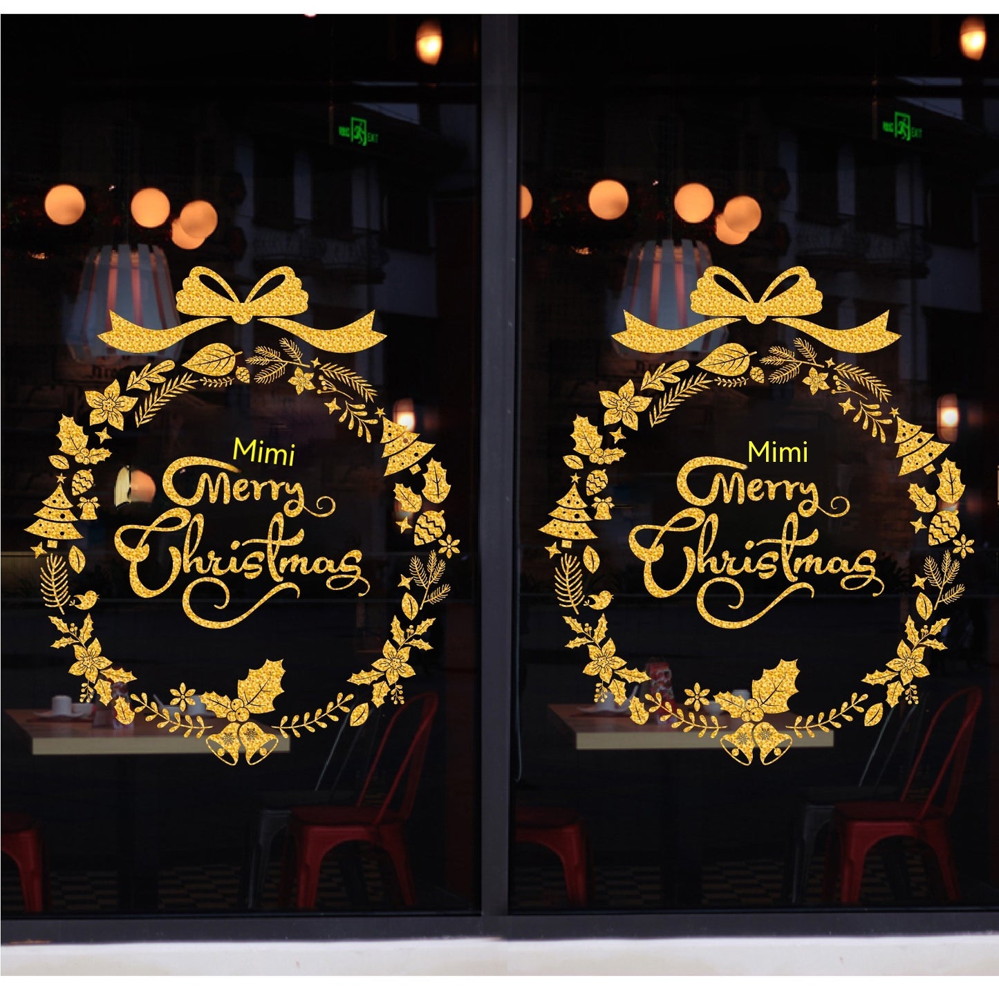 Glitter Decorative Wall Stickers Christmas Snowflake Set for Festive Wall Decor