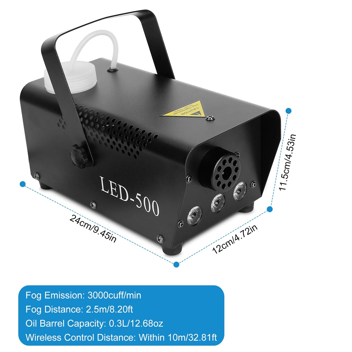 400W Fog Machine with RGB LED Lights & Remote Control - Black