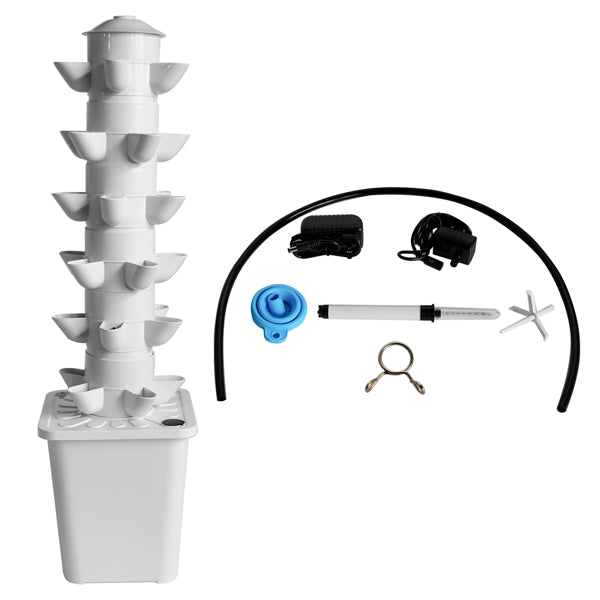 Indoor Hydroponic Planting System - Vertical Tower Garden for 30 Plants, White