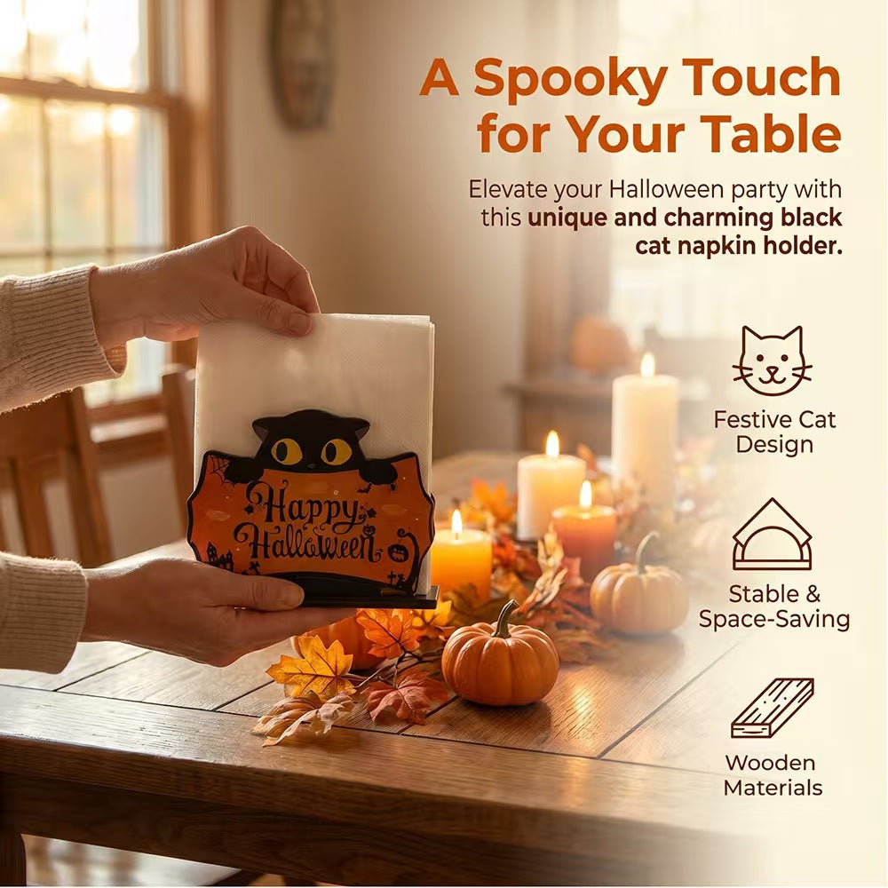 Halloween Wooden Tissue Box Storage Rack - Home Decor & Organizer