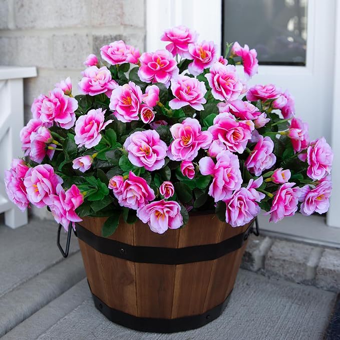 Artificial Green Plant Bouquet with Silk Flowers for Home & Garden Decor