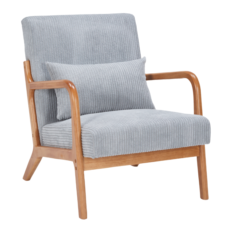 Mid-Century Modern Upholstered Accent Chair - Light Gray