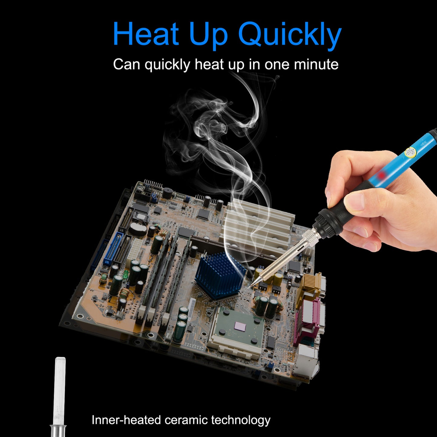 110V Adjustable Temperature Soldering Iron Kit with 5 Tips for PCB Electronics Repair
