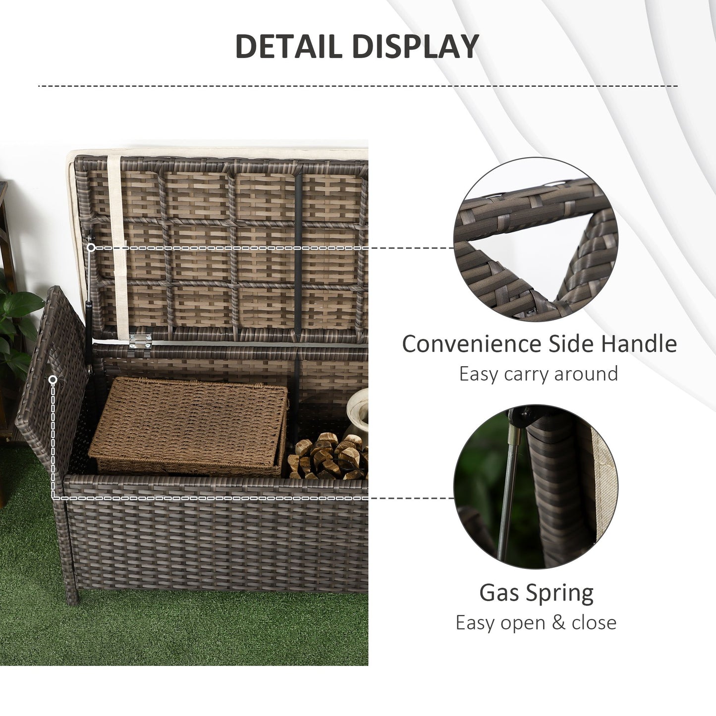 Outdoor Storage Bench with Cushion - 29 Gallon Cream White