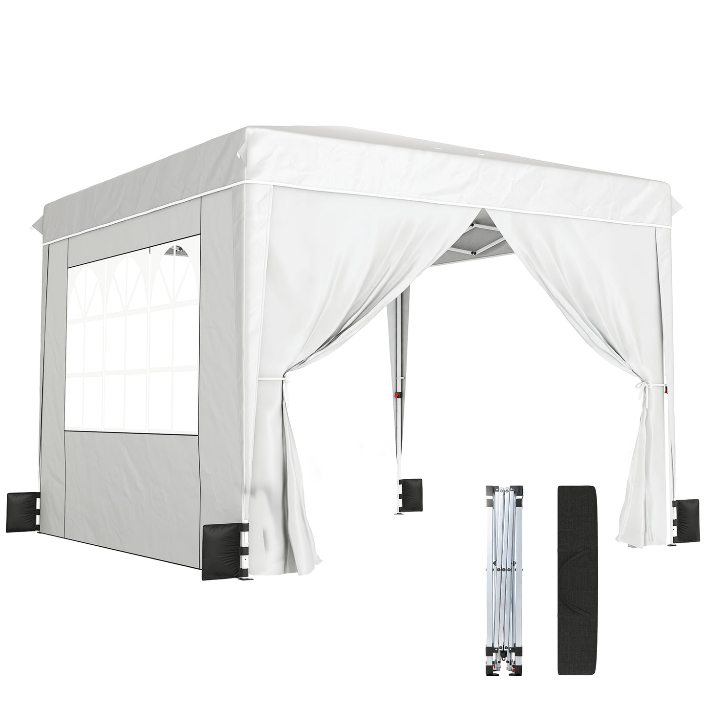 10x10 ft Pop Up Canopy Tent with Sidewalls - White