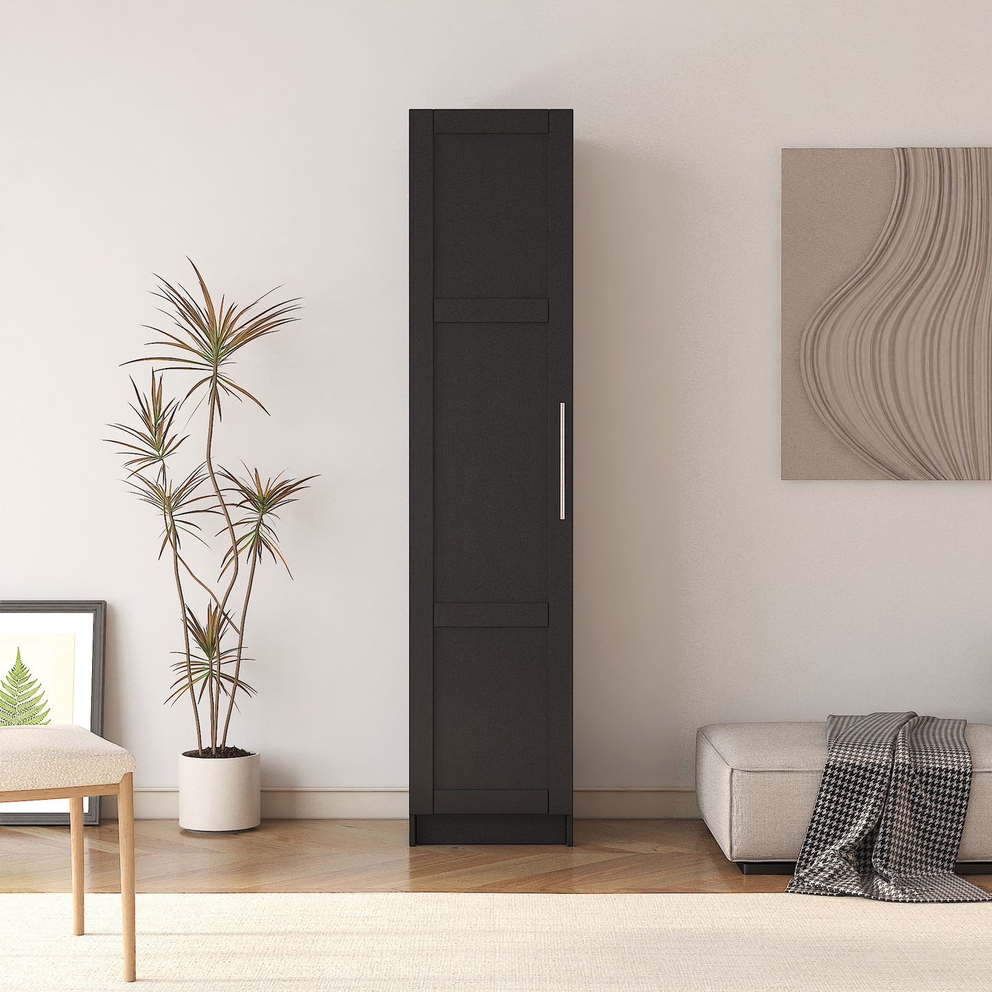 Stackable Wall Mounted Storage Cabinet - 15.75" D x 15.75" W x 70.87" H - Black
