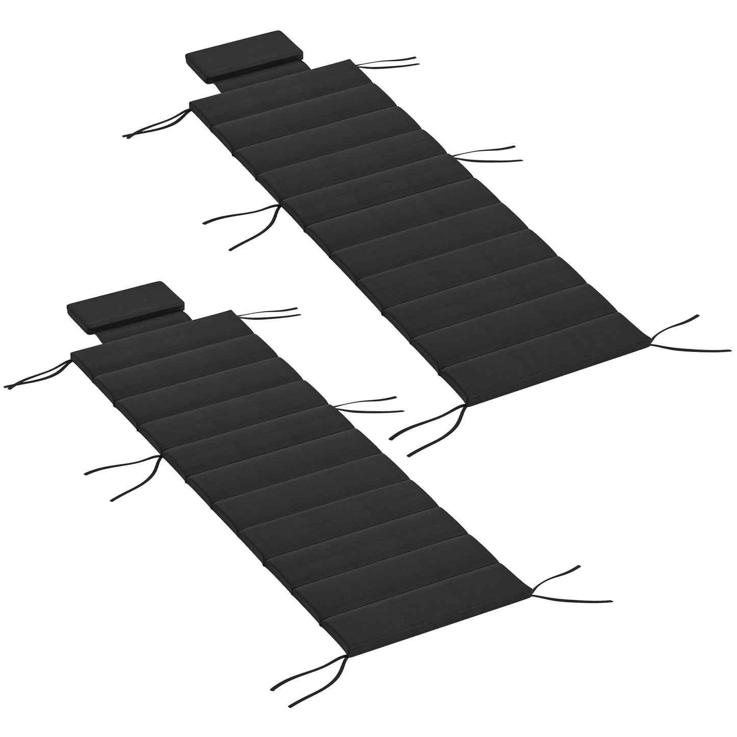 Outdoor Chaise Lounge Cushion Set of 2 – UPF50+ Black, 80" x 26"