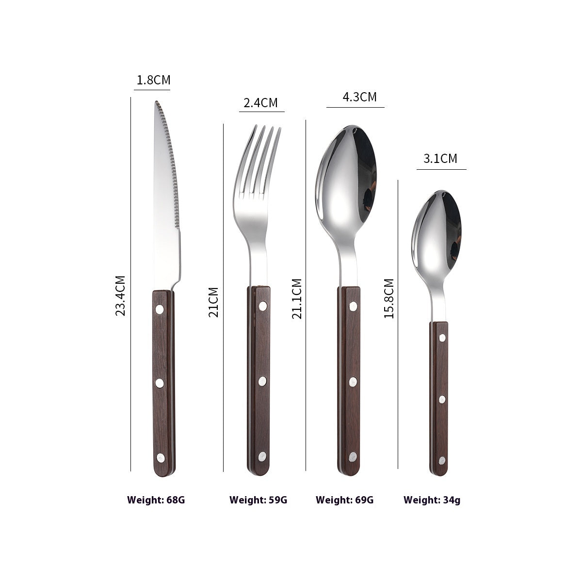 Stainless Steel Cutlery Set 4 Pieces Fork Knife Spoon Flatware Dinnerware