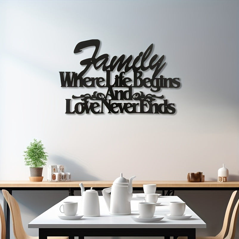 Vintage Metal Wall Sign - Where Life Begins, Love Never Ends