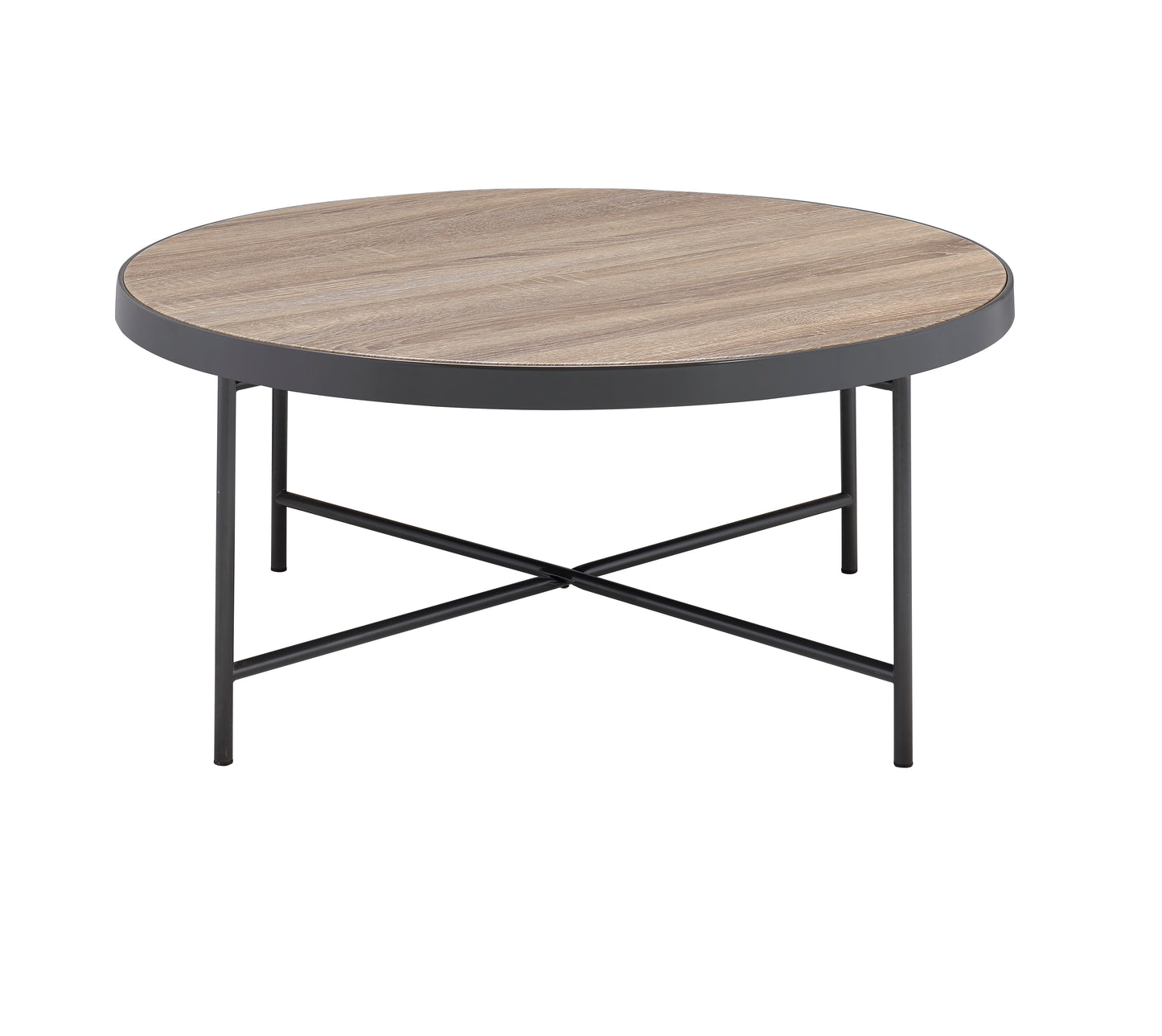 Bage Weathered Gray Oak Coffee Table with Metal Finish