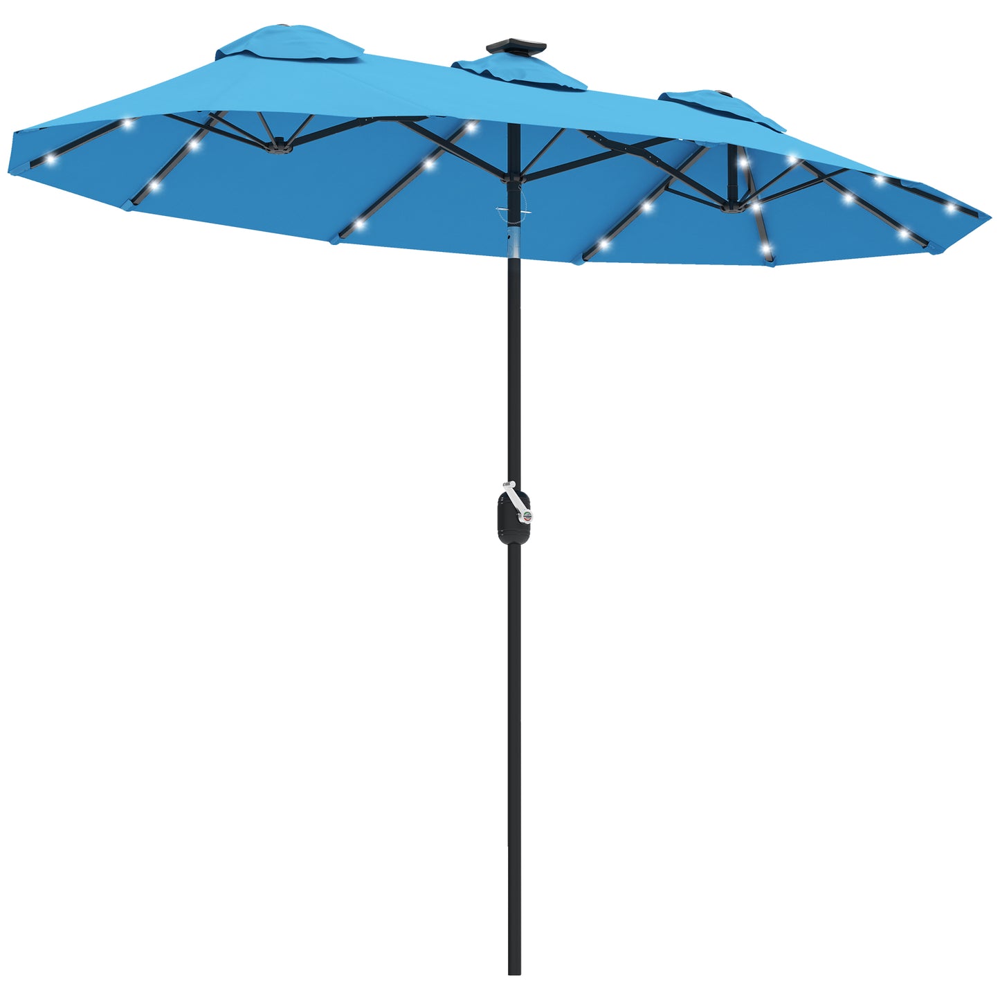 Double-Sided Outdoor Umbrella with LED Lights - Light Blue