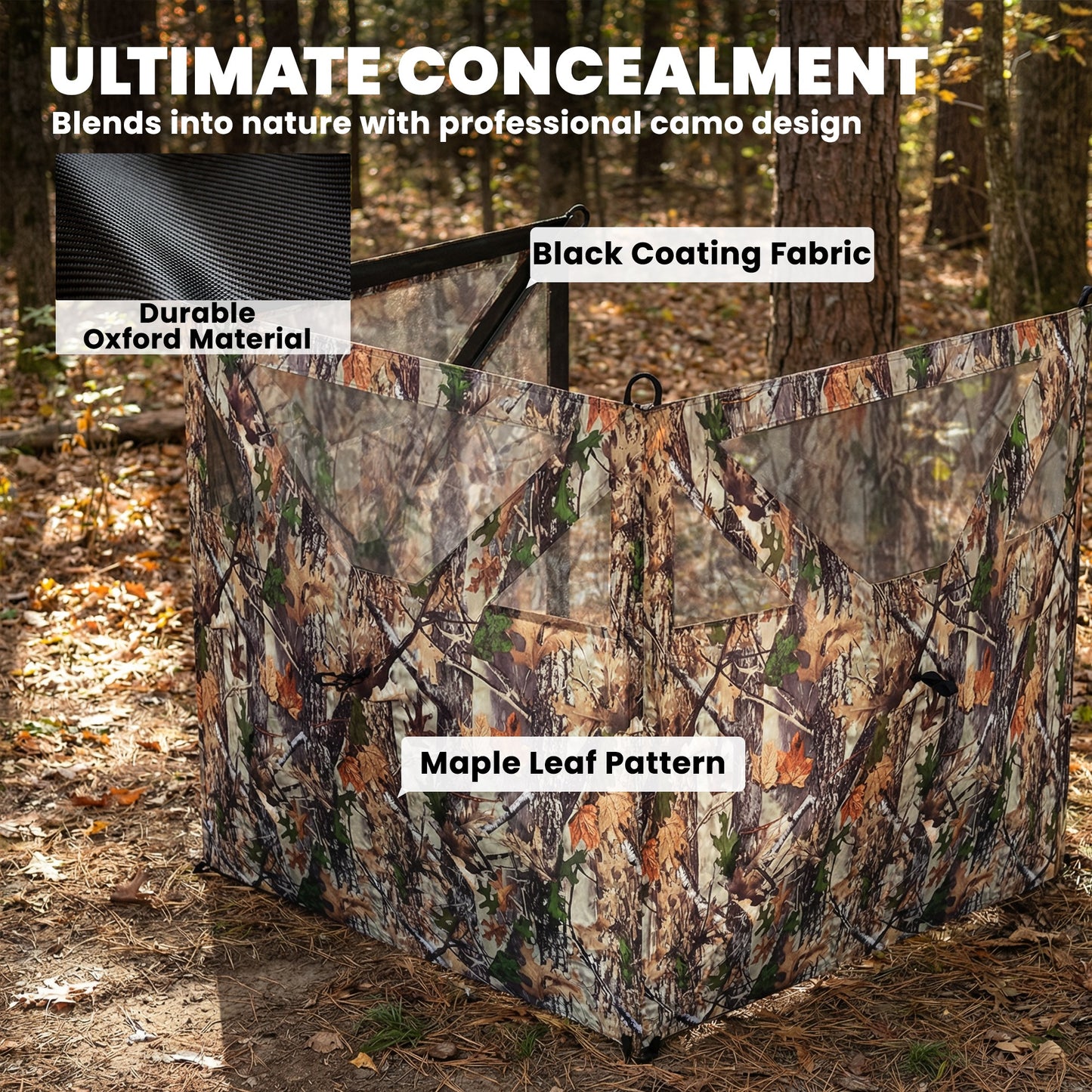 3-Panel Camouflage Hunting Blind - 176" x 58.3" Instant Setup