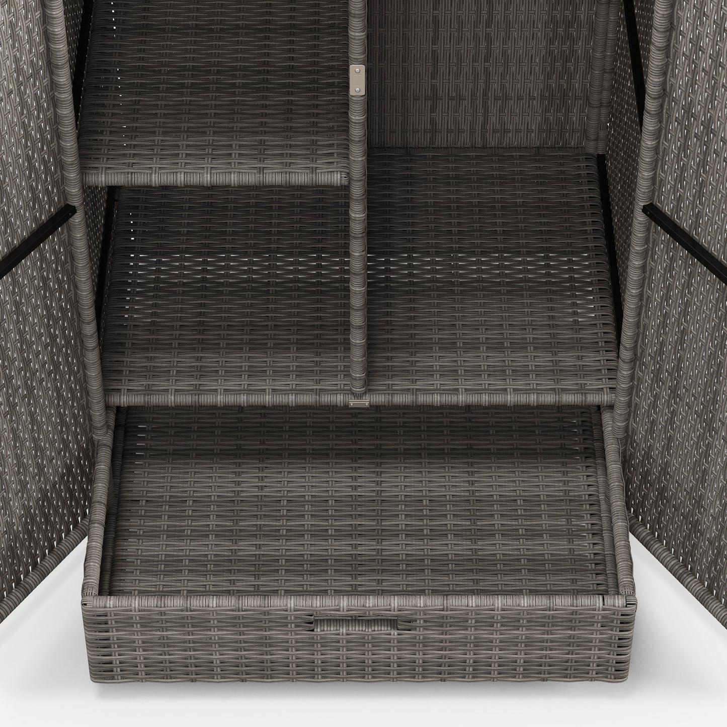 Outdoor Rattan Storage Cabinet with Drawer - Dark Gray