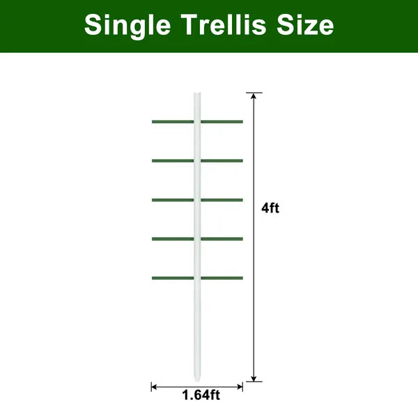 4ft White Round Tube Climbing Trellis - 2PC Set for Greenery