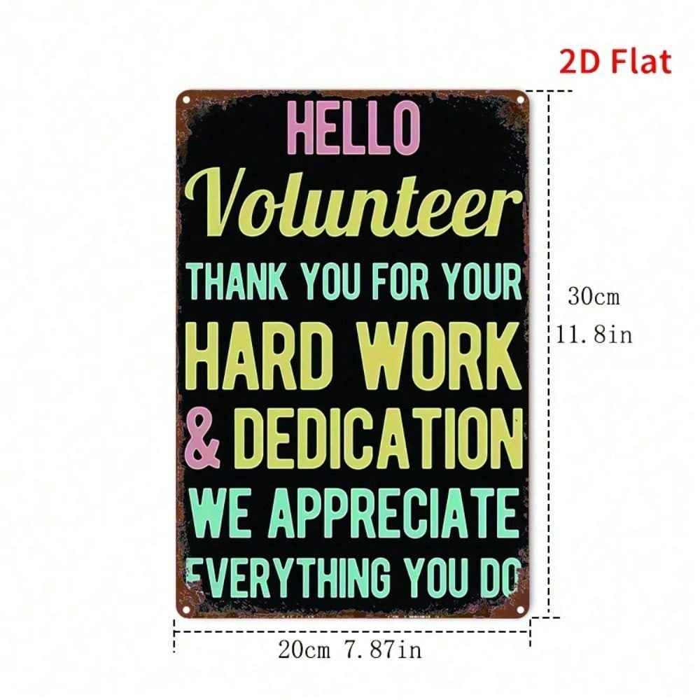 Vintage Volunteer Metal Sign - Retro Wall Plaque 8x12in