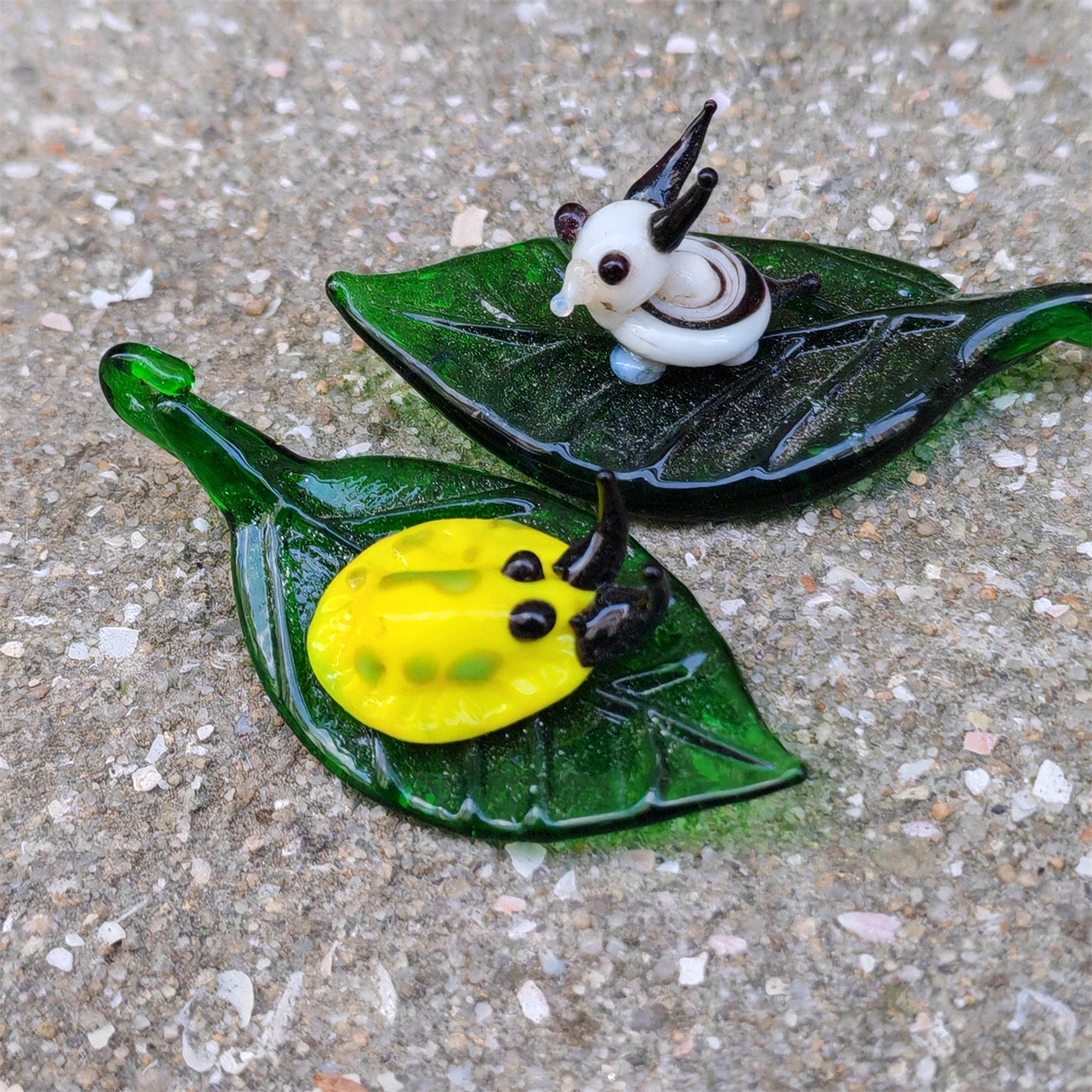 Handmade Glass Leaf and Insect Decor Ornament - Multiple Styles