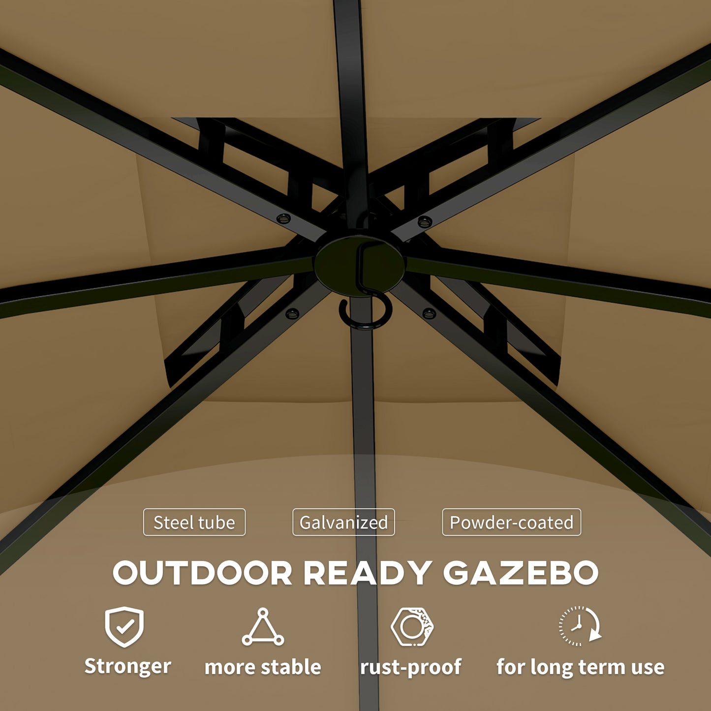 Outdoor Gazebo with Curtains & Church Windows - Beige
