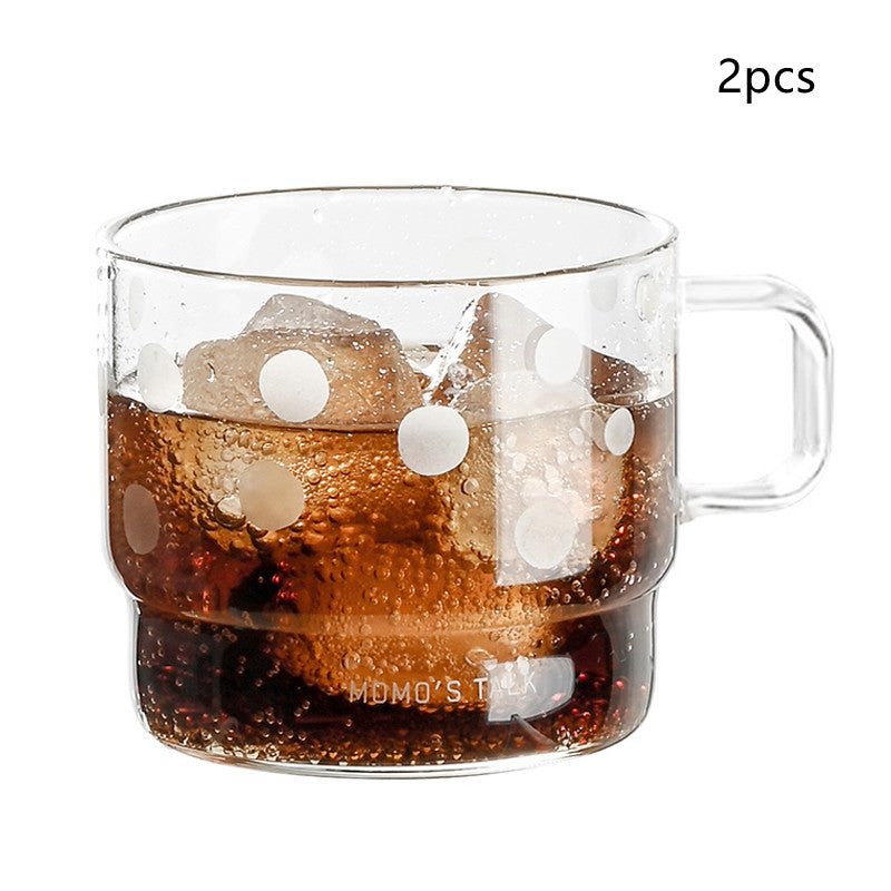 High Temperature Resistant Glass Cup - Clear Drinkware with Dot & Cross Patterns