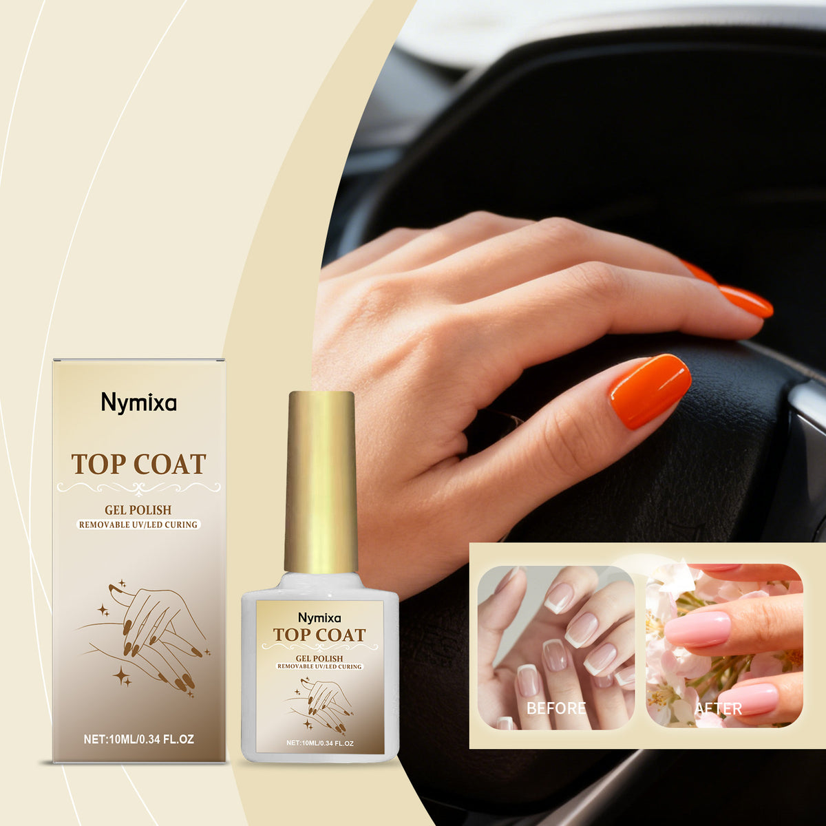 Glossy Nail Top Coat Polish - 10ml High-Shine Finish