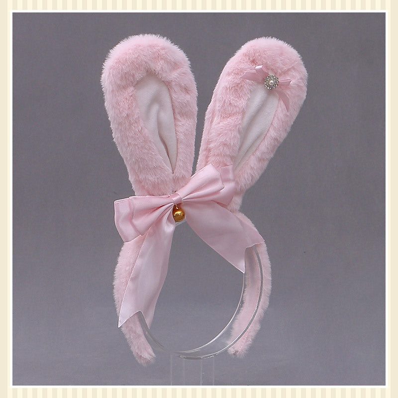 Animal Ears Headband with Bowknot Plush Rabbit Design for Cosplay & Fashion