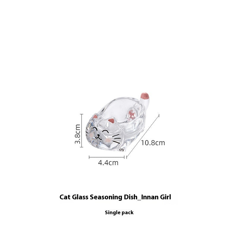 Cat Crystal Glass Saucer Dish for Kitchen & Dining - Multiple Colors