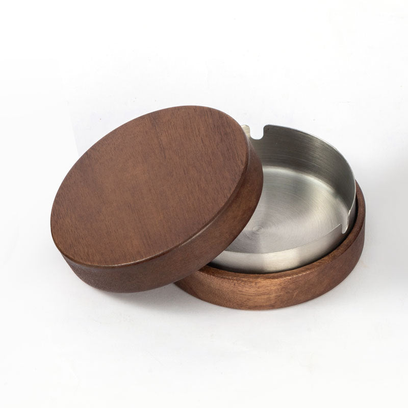 Unique Wooden Walnut Ashtray with Lid - Multiple Colors