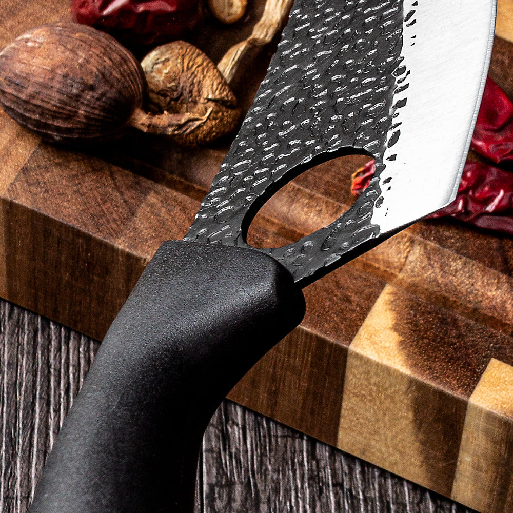 Bone Pick Knife with Stainless Steel Blade and Leather Holster - Black