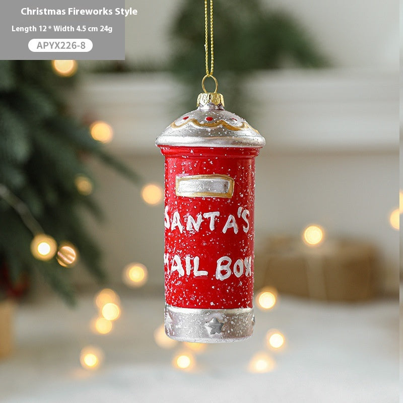 Christmas Tree Decorations Painted Plastic Ornaments Set - Holiday Decor