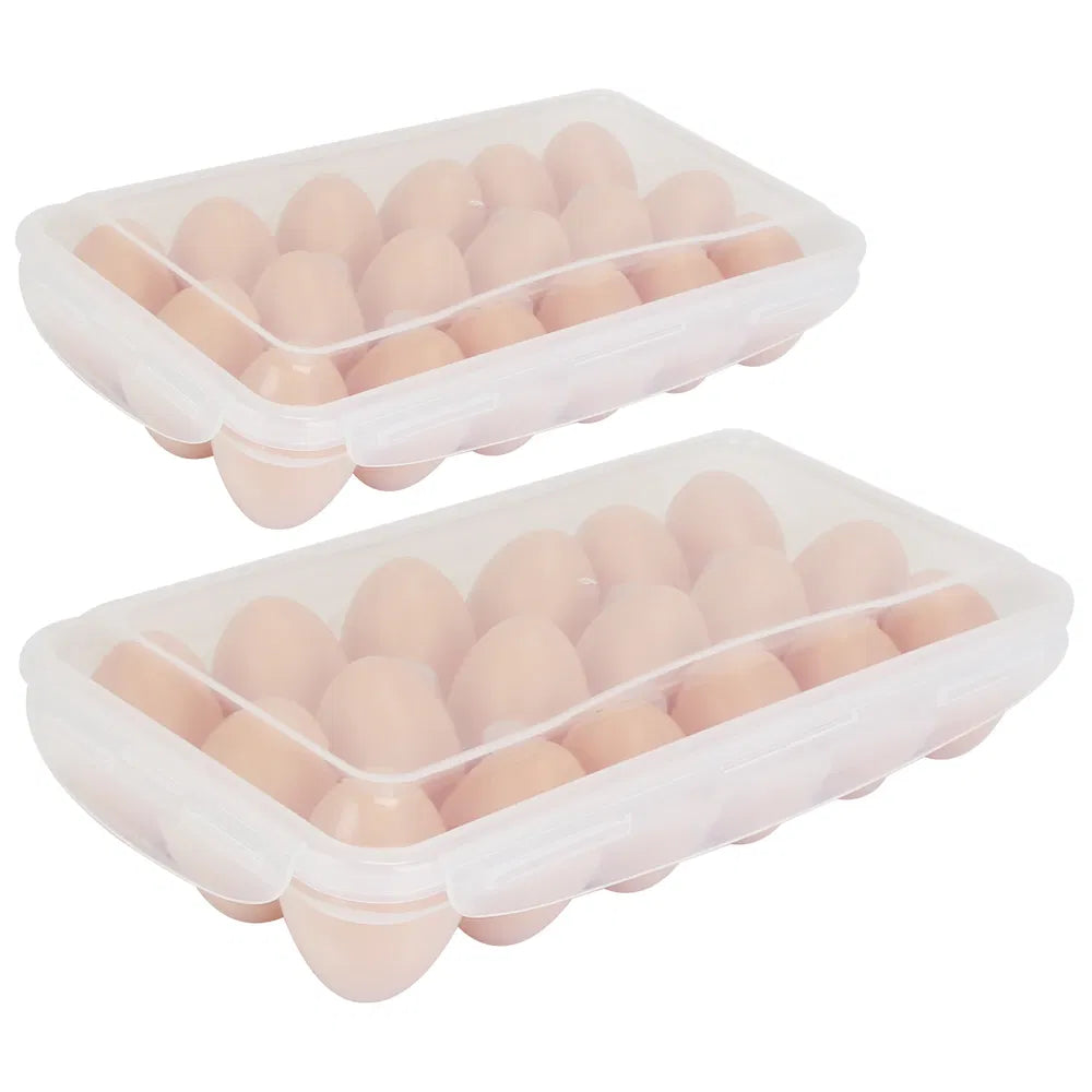 2Pcs Egg Holder Stackable Plastic Storage Box Rack For Refrigerator